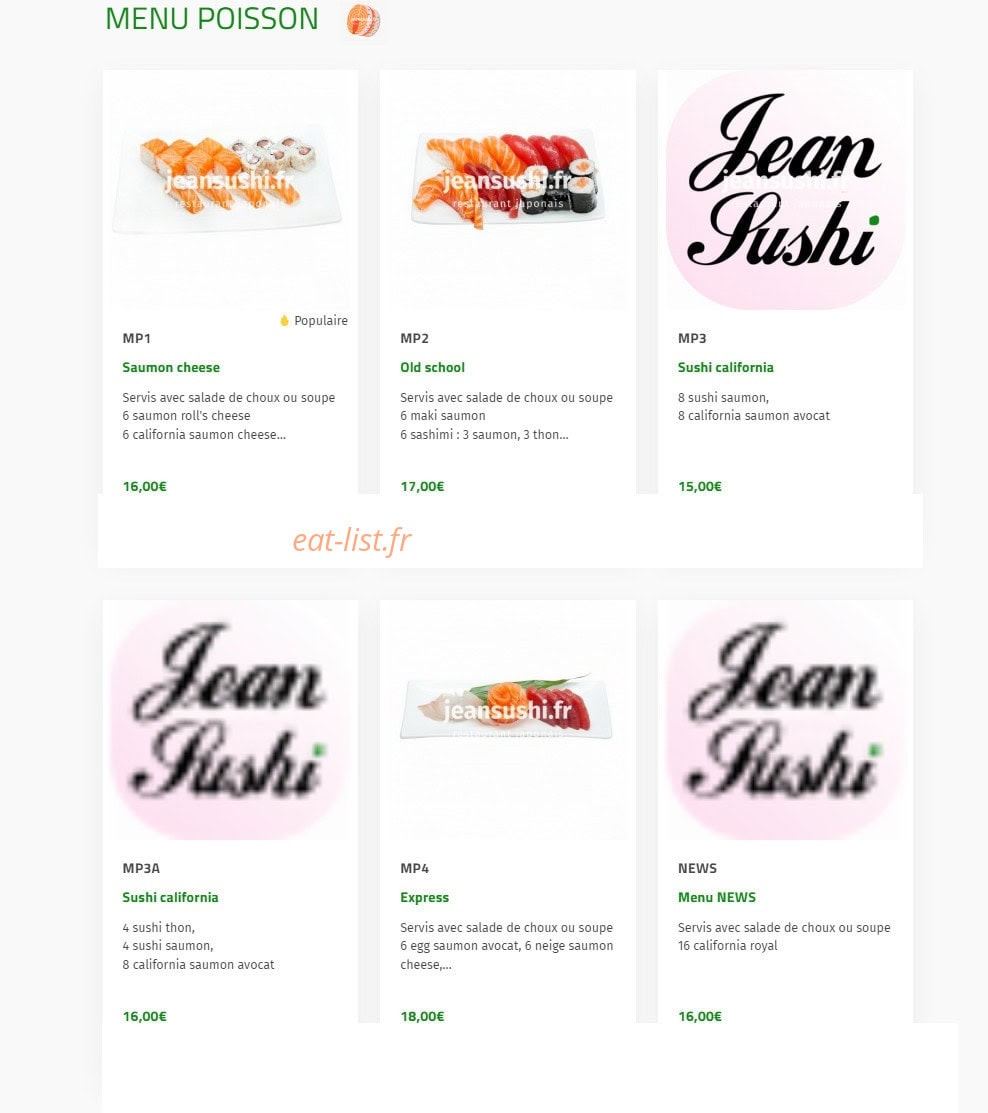 Jean Sushi — carte page 4