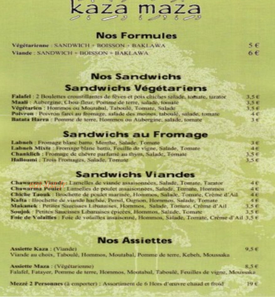 Kaza Maza — carte page 1
