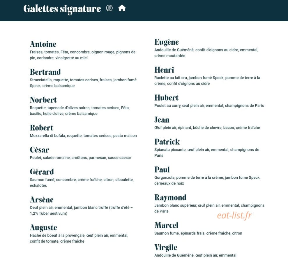 L'Atelier Artisan Crêpier — carte page 1