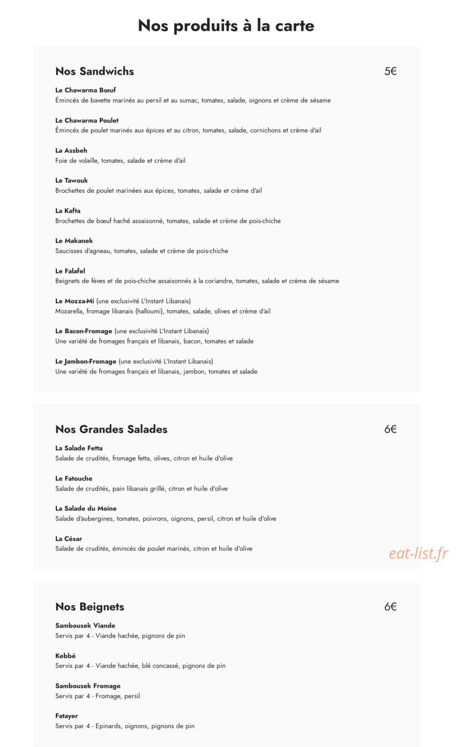 L’Instant Libanais — carte page 2
