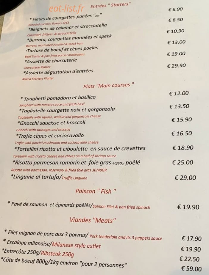 La Capannina — carte page 1