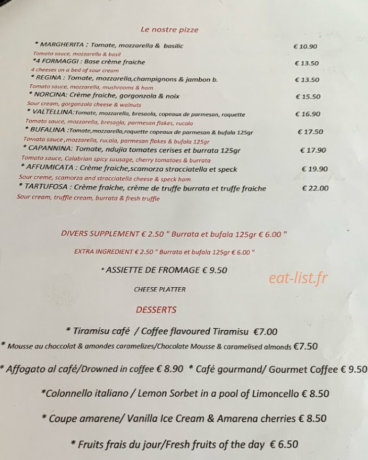 La Capannina — carte page 2