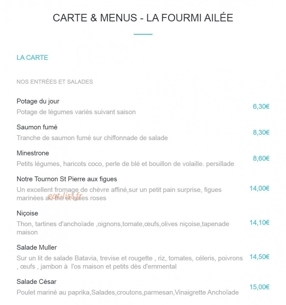 La Fourmi Ailée — carte page 1