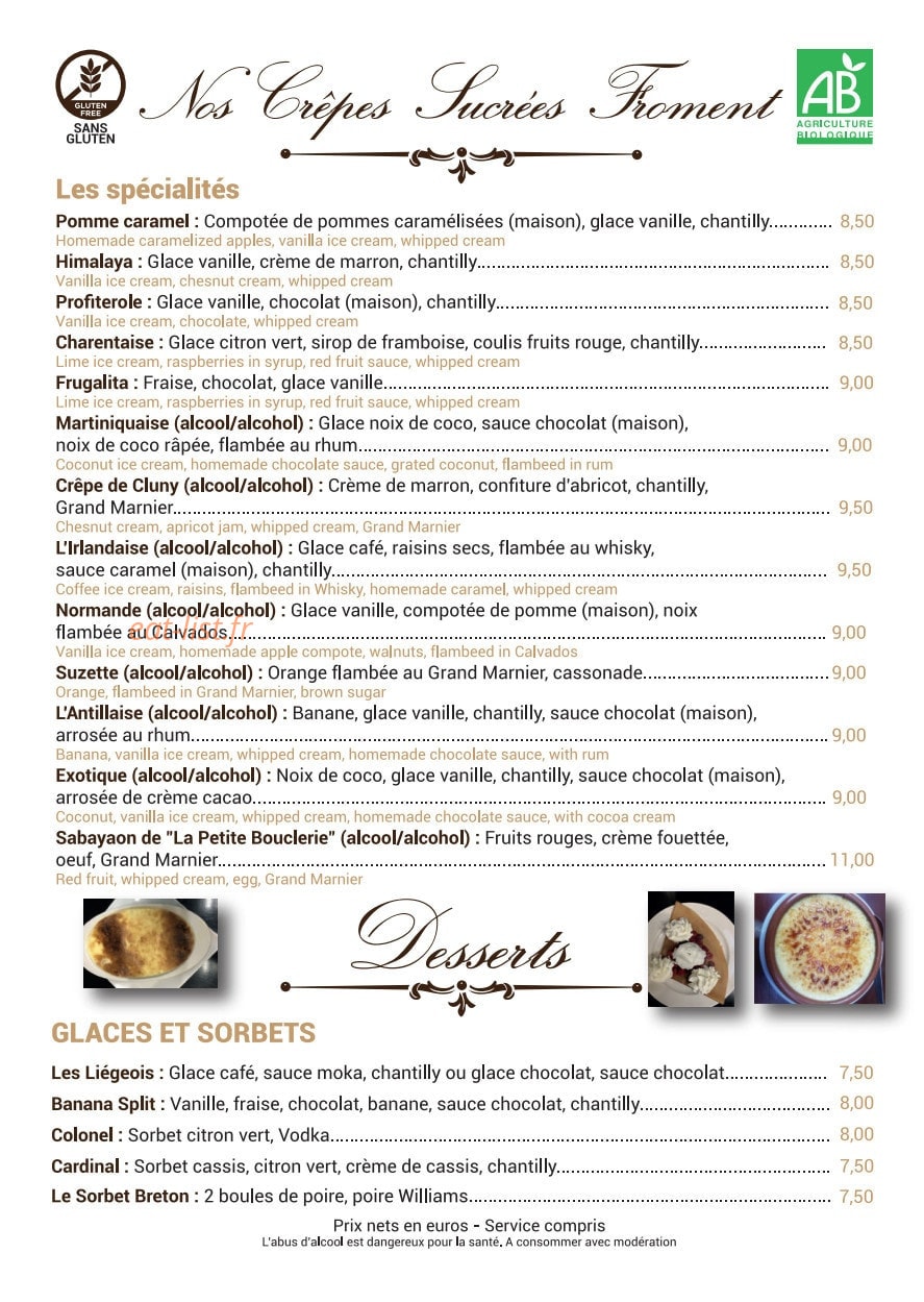 La Petite Bouclerie — carte page 5