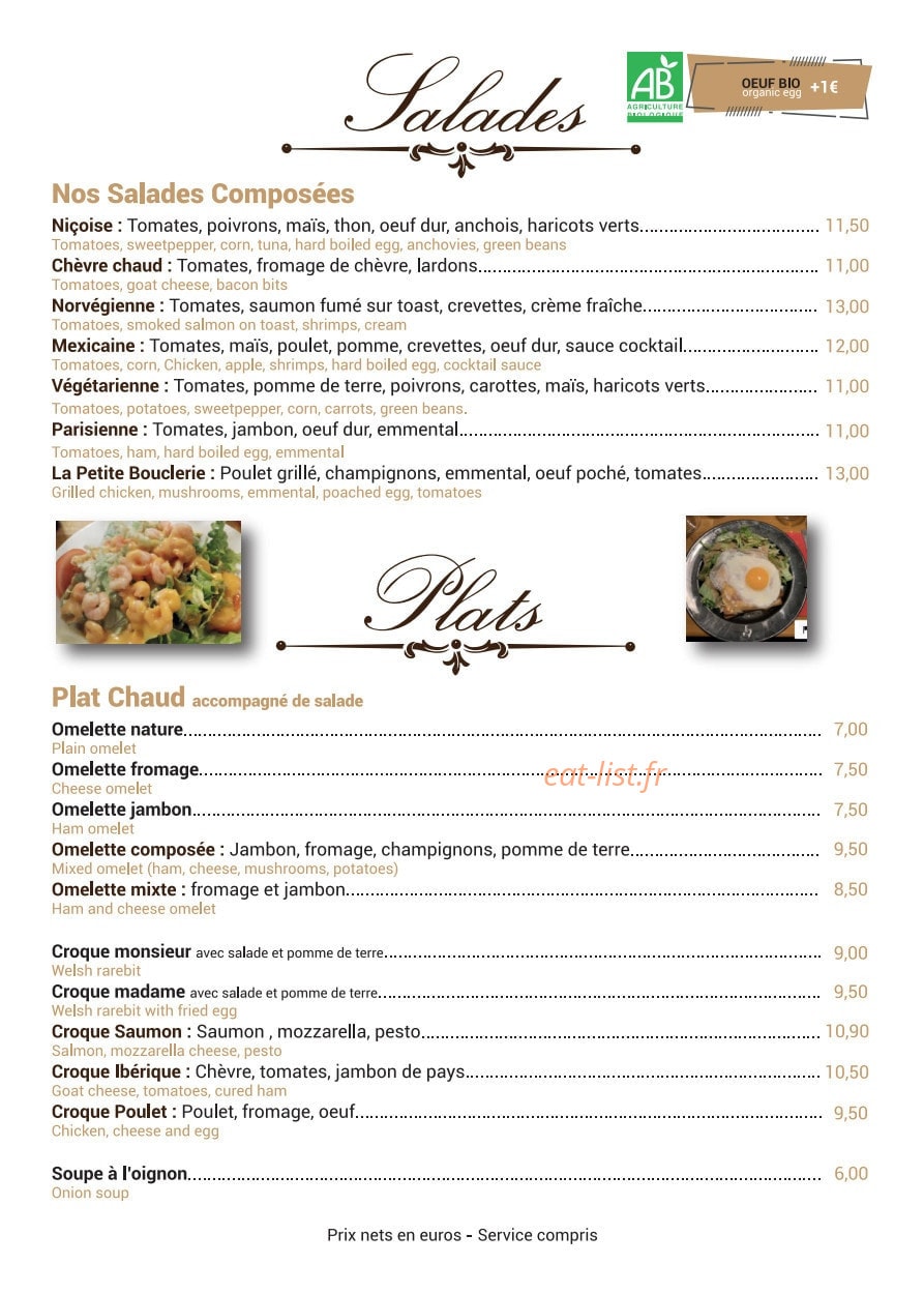 La Petite Bouclerie — carte page 1