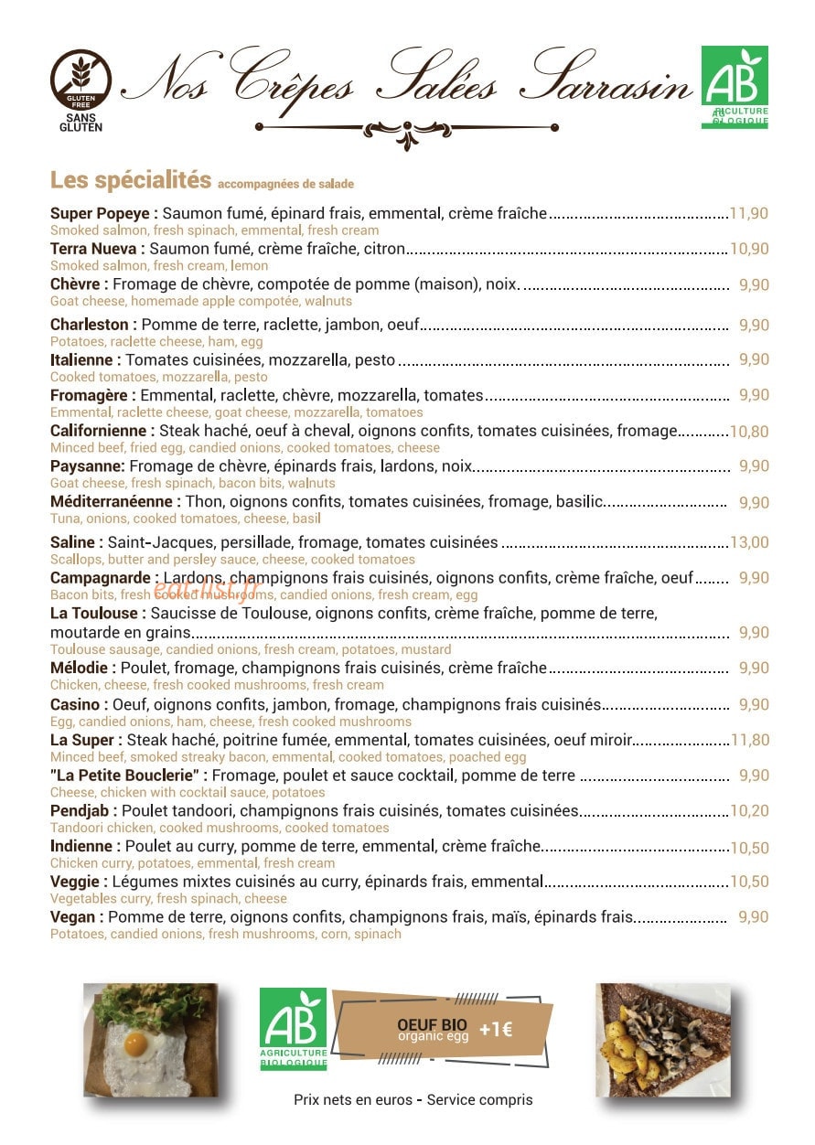 La Petite Bouclerie — carte page 2