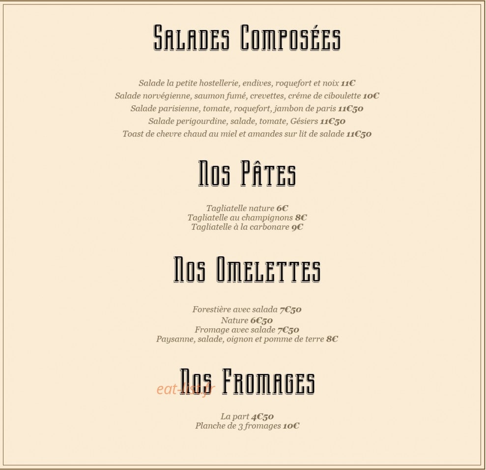La Petite Hostellerie — carte page 4