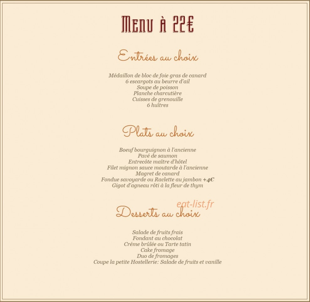 La Petite Hostellerie — carte page 2