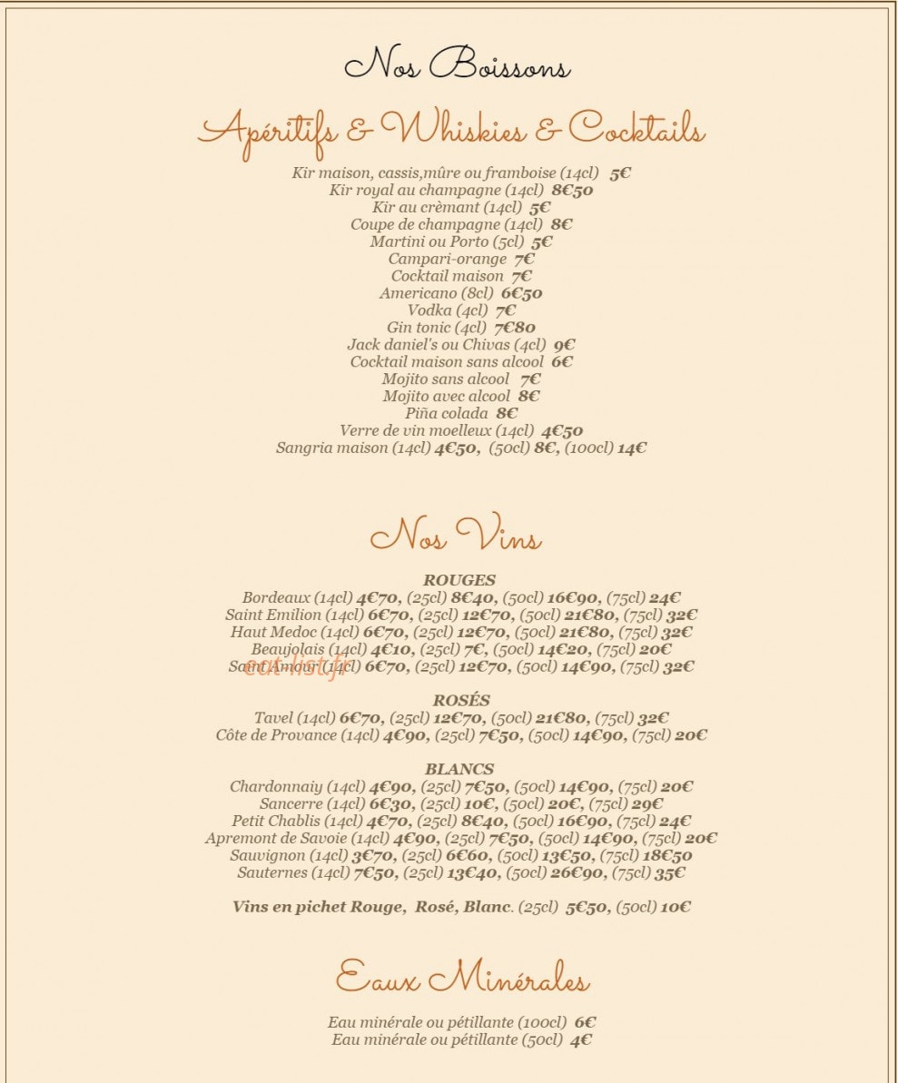 La Petite Hostellerie — carte page 8