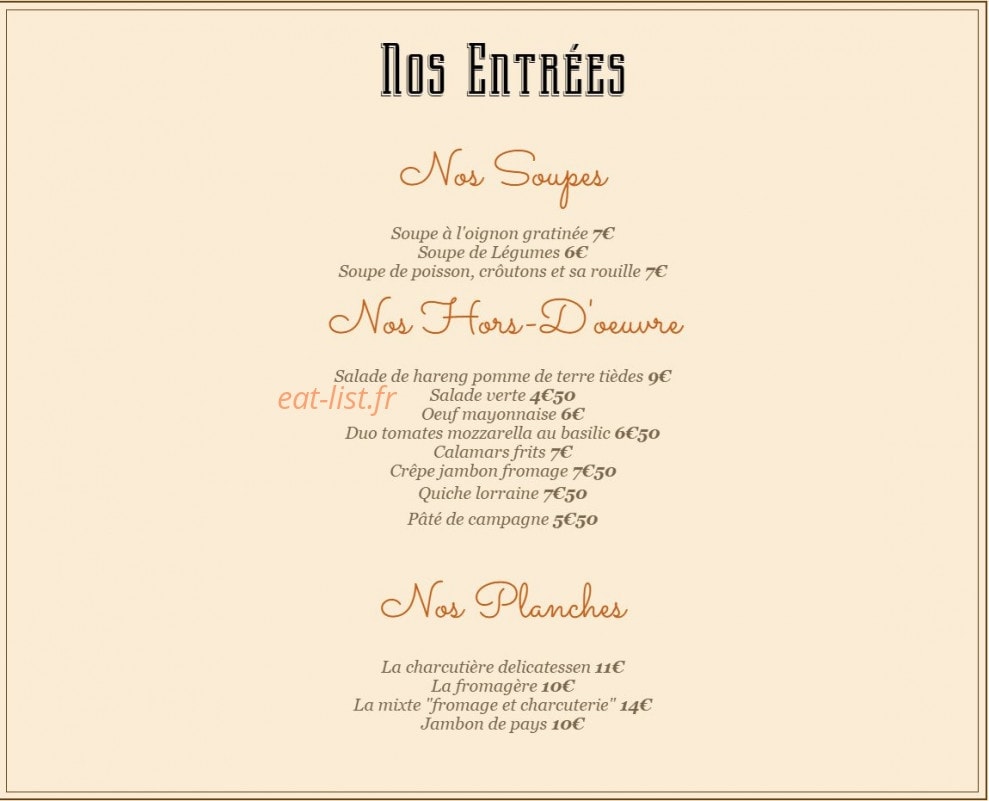 La Petite Hostellerie — carte page 3