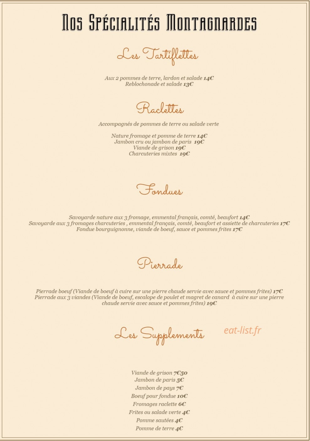 La Petite Hostellerie — carte page 6