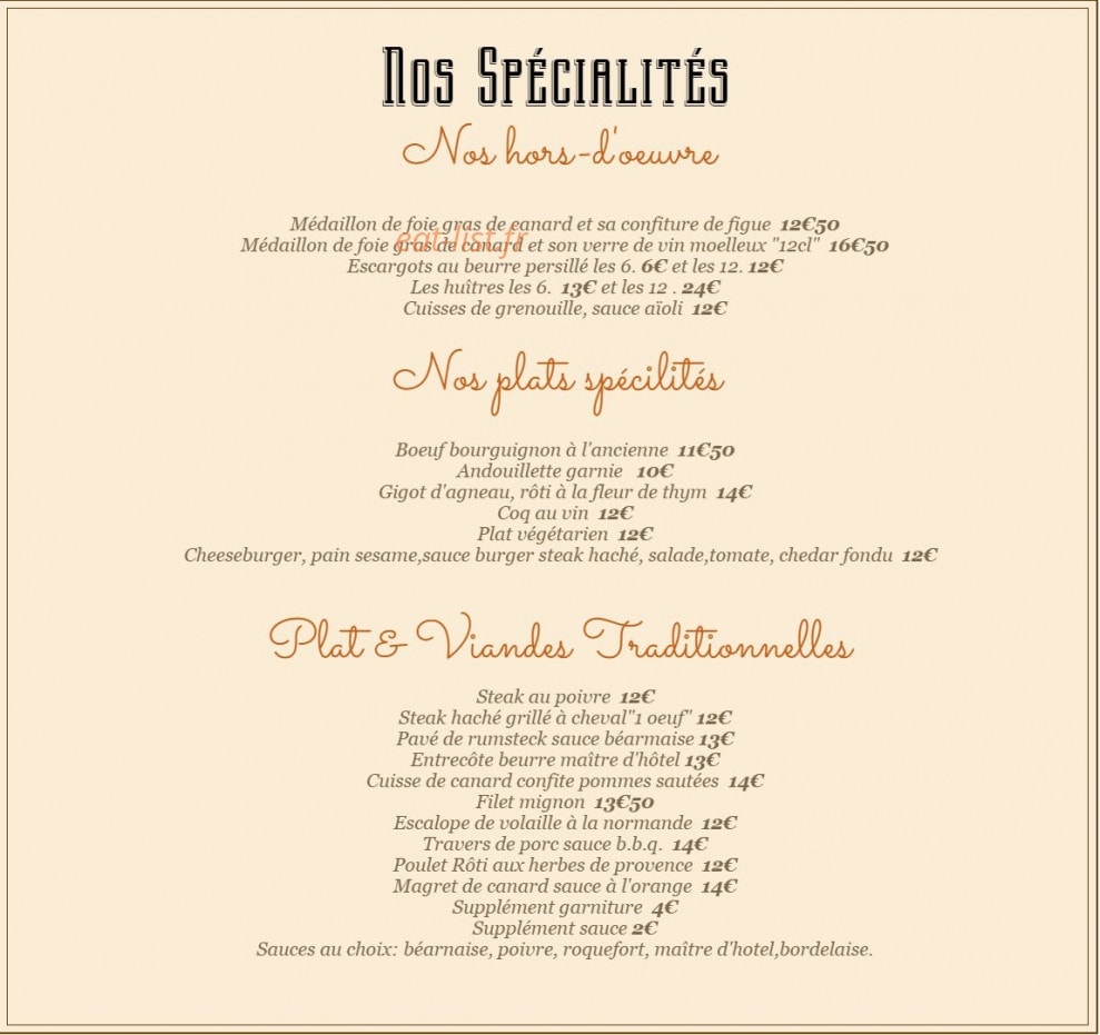 La Petite Hostellerie — carte page 7