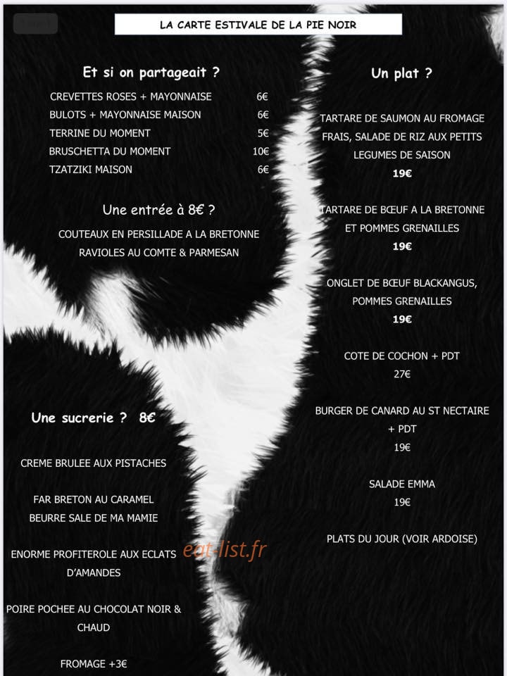 La Pie Noir — carte page 1