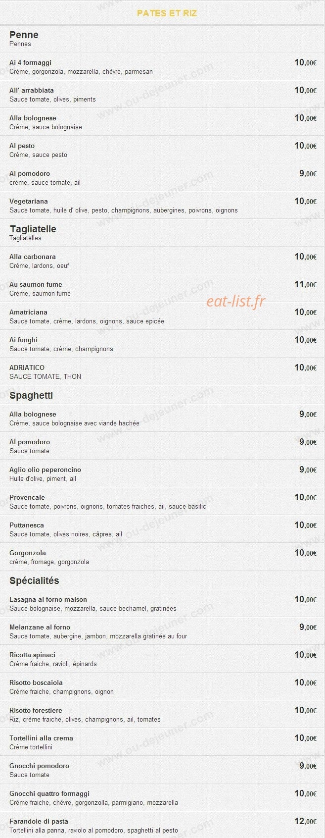 La Solita Taverna — carte page 8