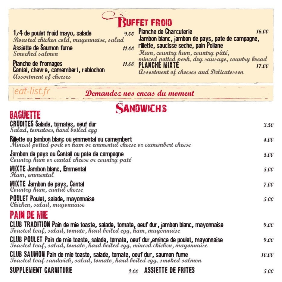 La Taverne de Cluny — carte page 4