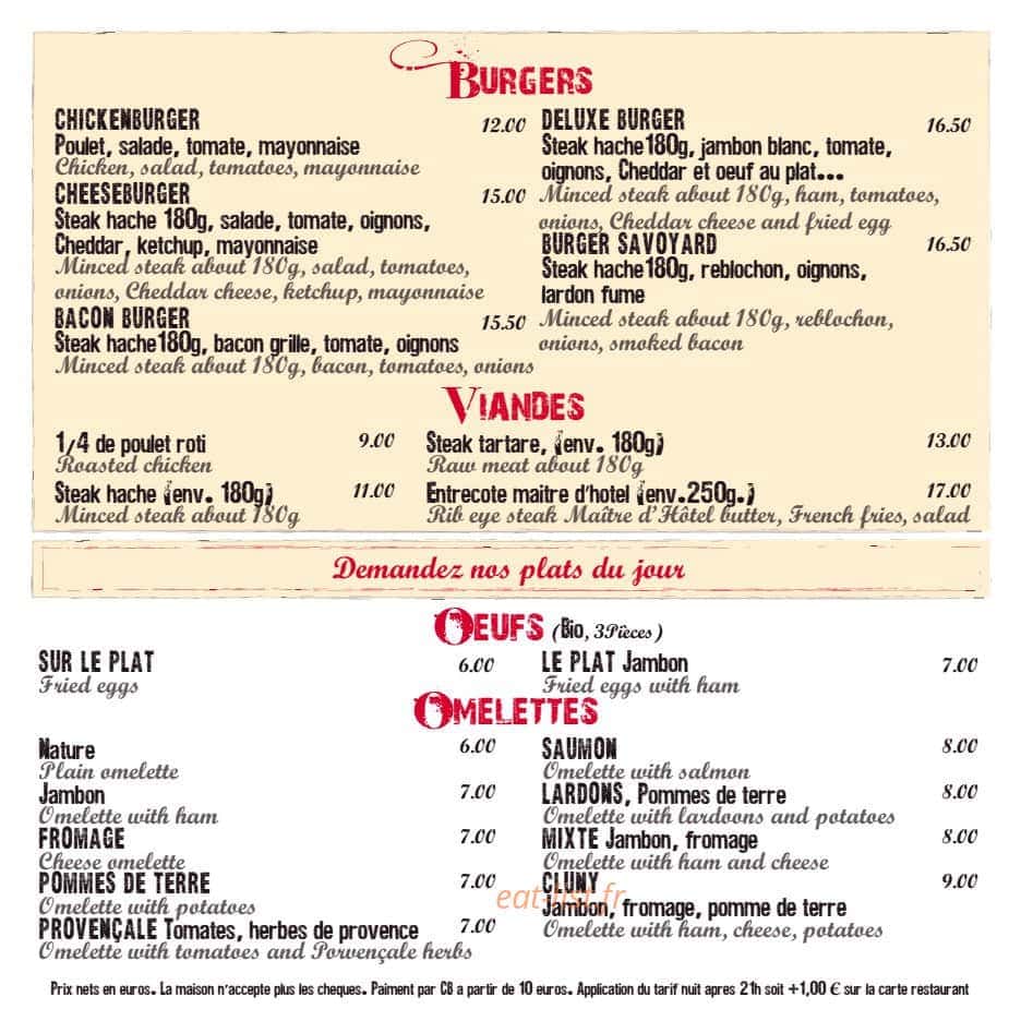 La Taverne de Cluny — carte page 3
