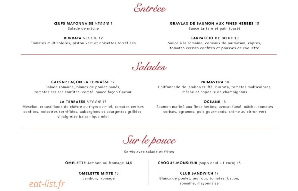 La Terrasse St Jacques — carte page 1