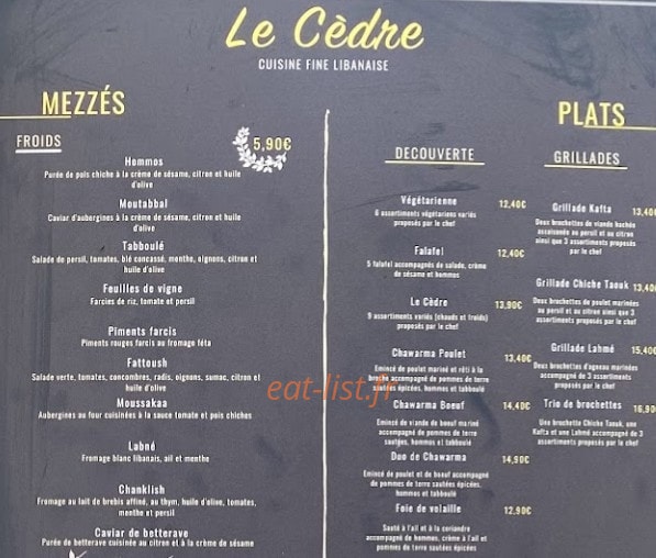 Le Cèdre — carte page 2