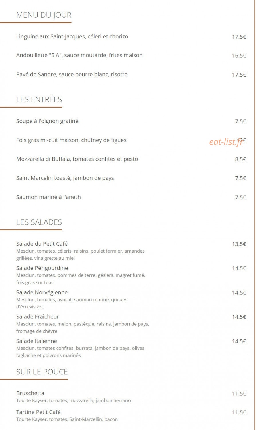 Le petit café — carte page 1