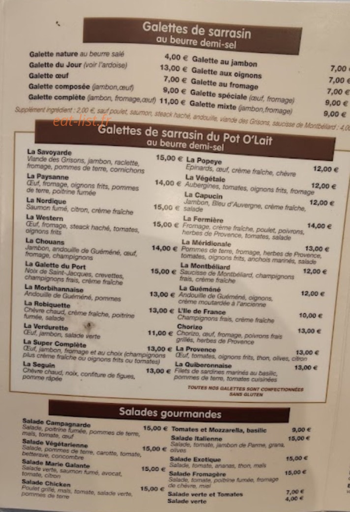 Le Pot O'Lait — carte page 3
