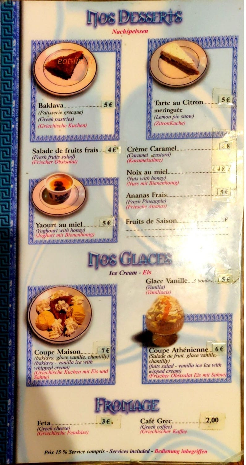 Le Souvlaki Athenien — carte page 5