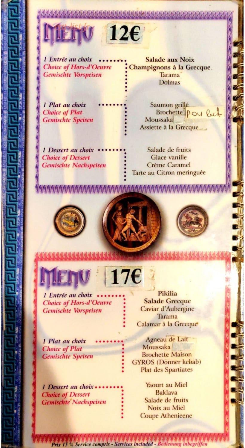 Le Souvlaki Athenien — carte page 4