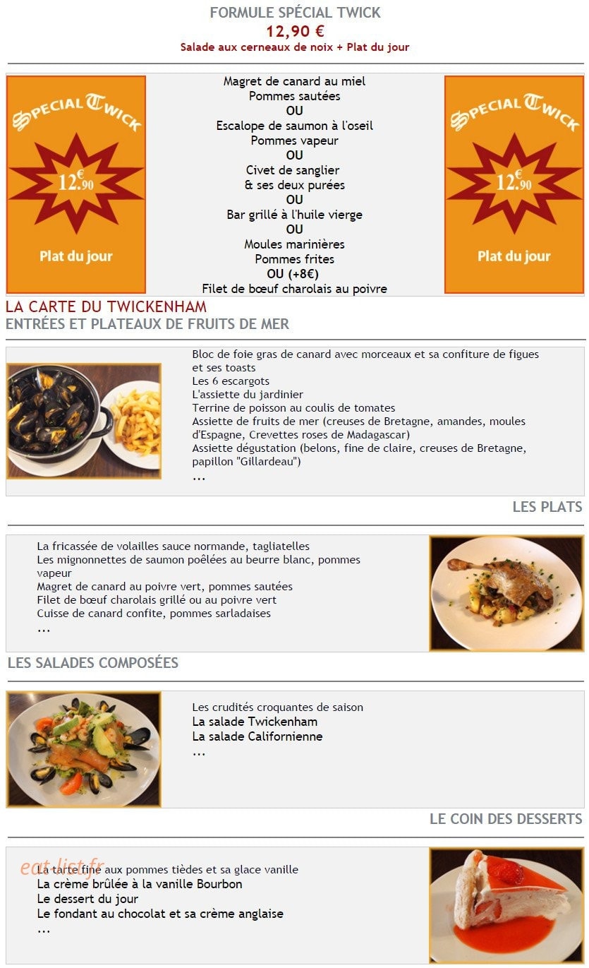 Le Twickenham — carte page 1