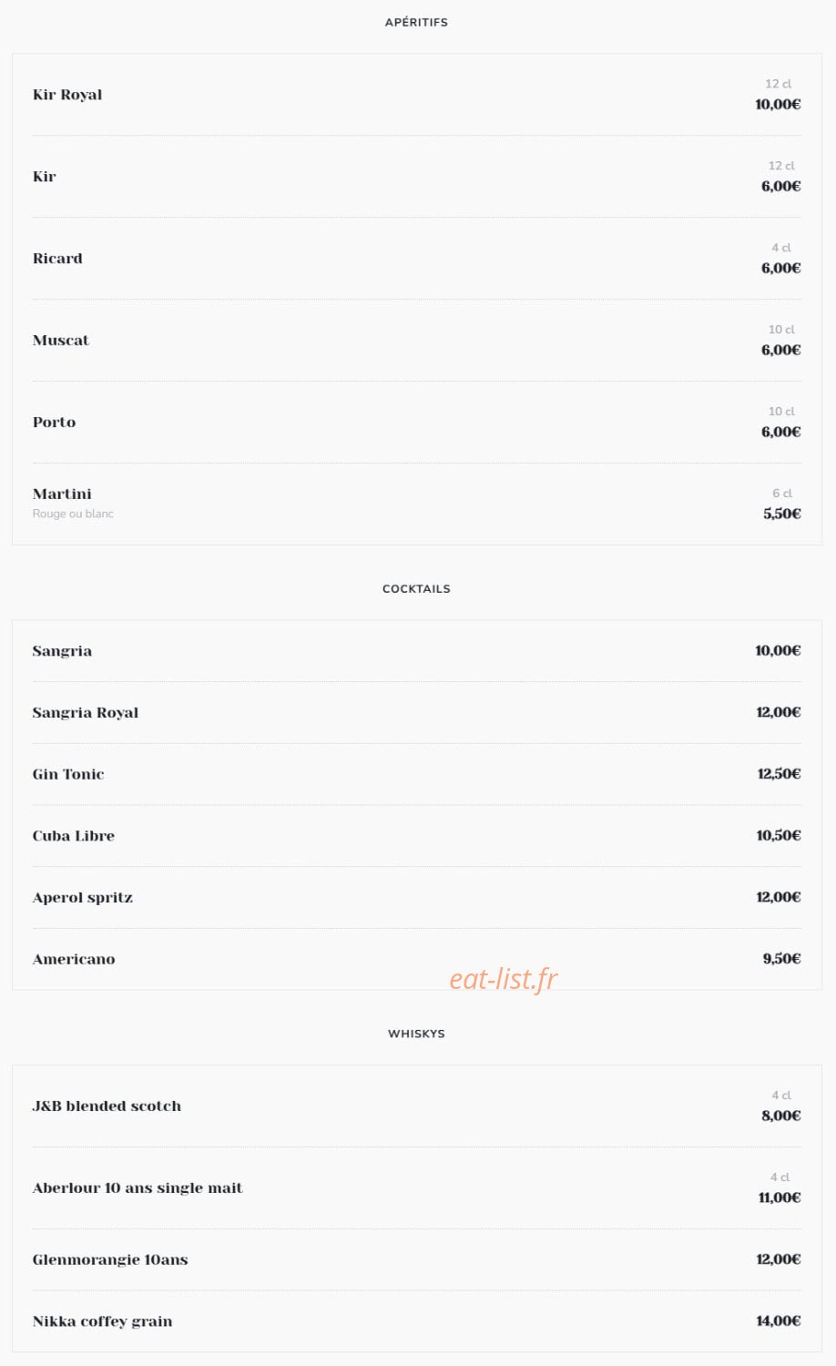 Le Vieux Bistrot — carte page 4