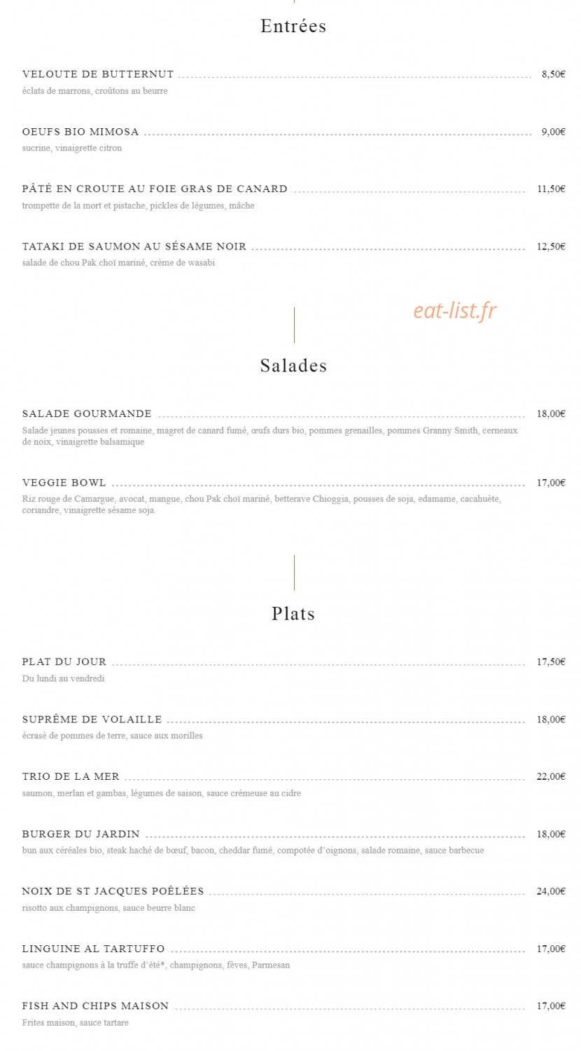Les Belles Plantes — carte page 1