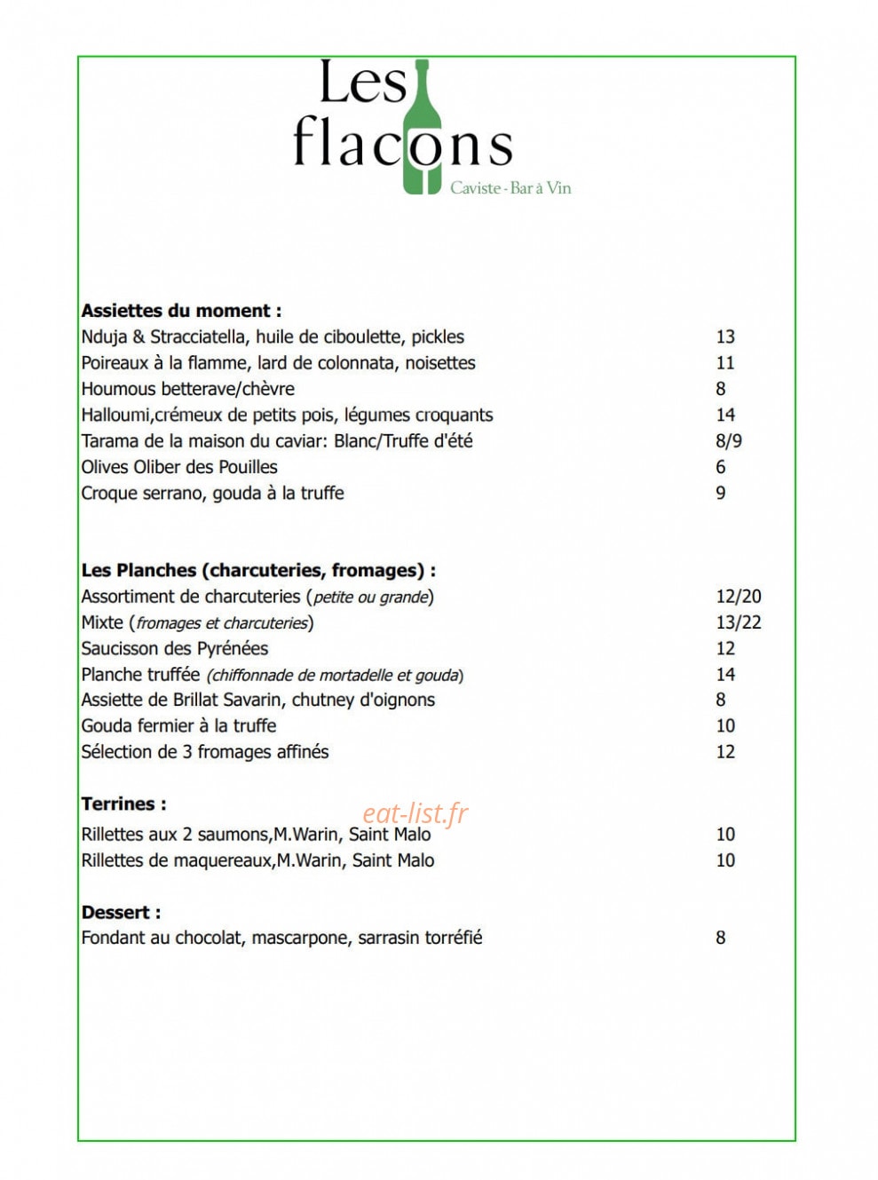 Les flacons — carte page 1