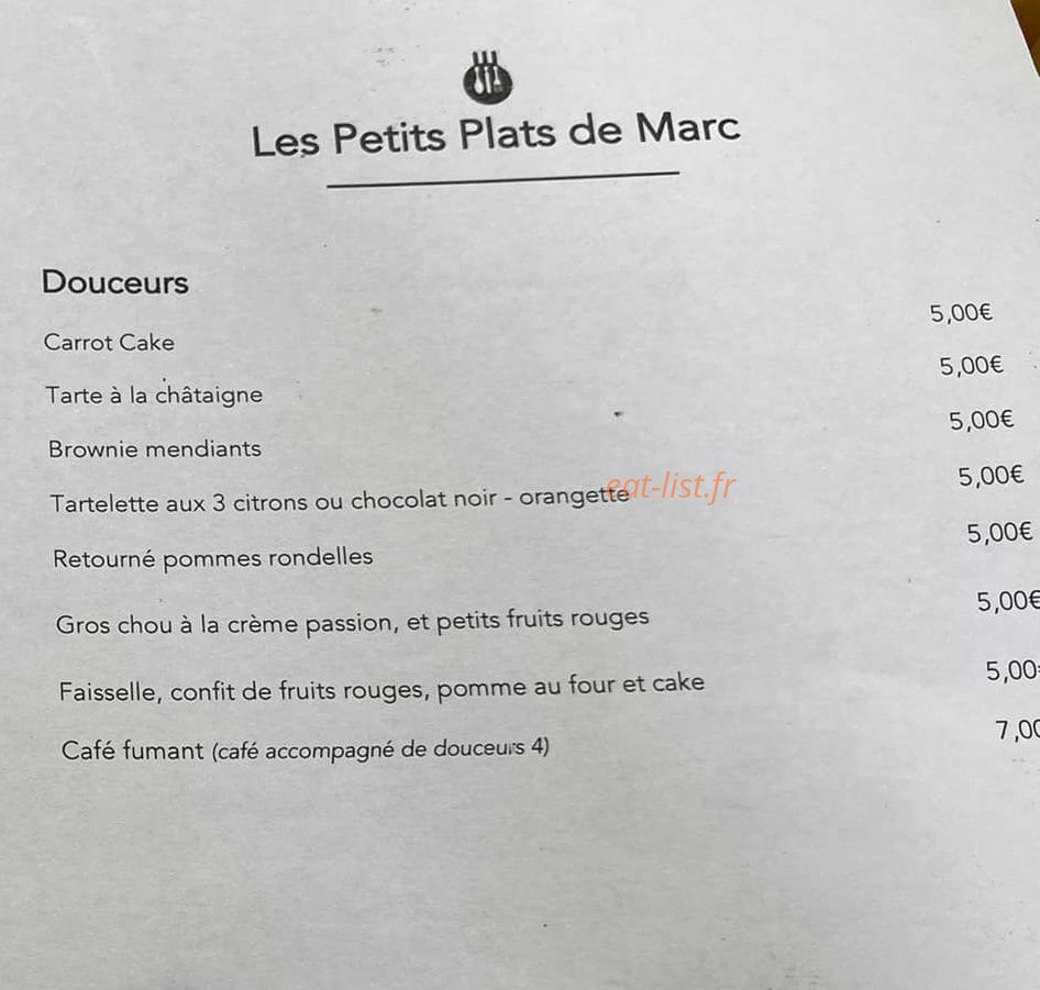 Les Petits Plats de Marc — carte page 2