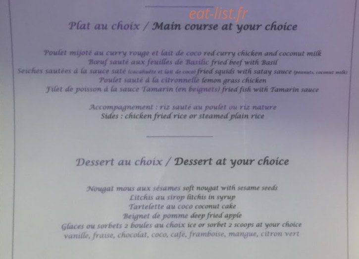 Mango Thaï — carte page 2