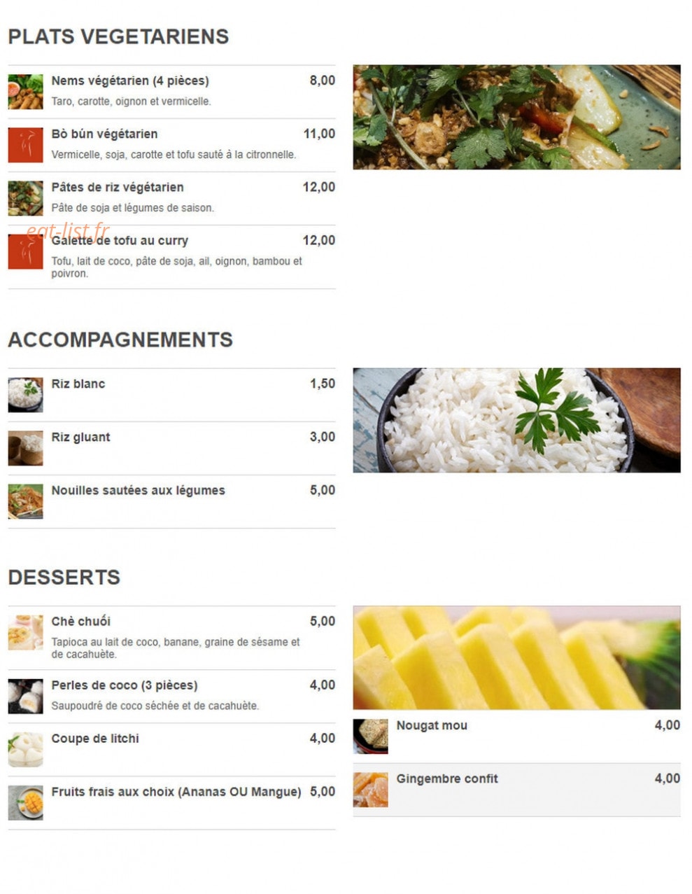 Mouffetard Saigon's — carte page 2