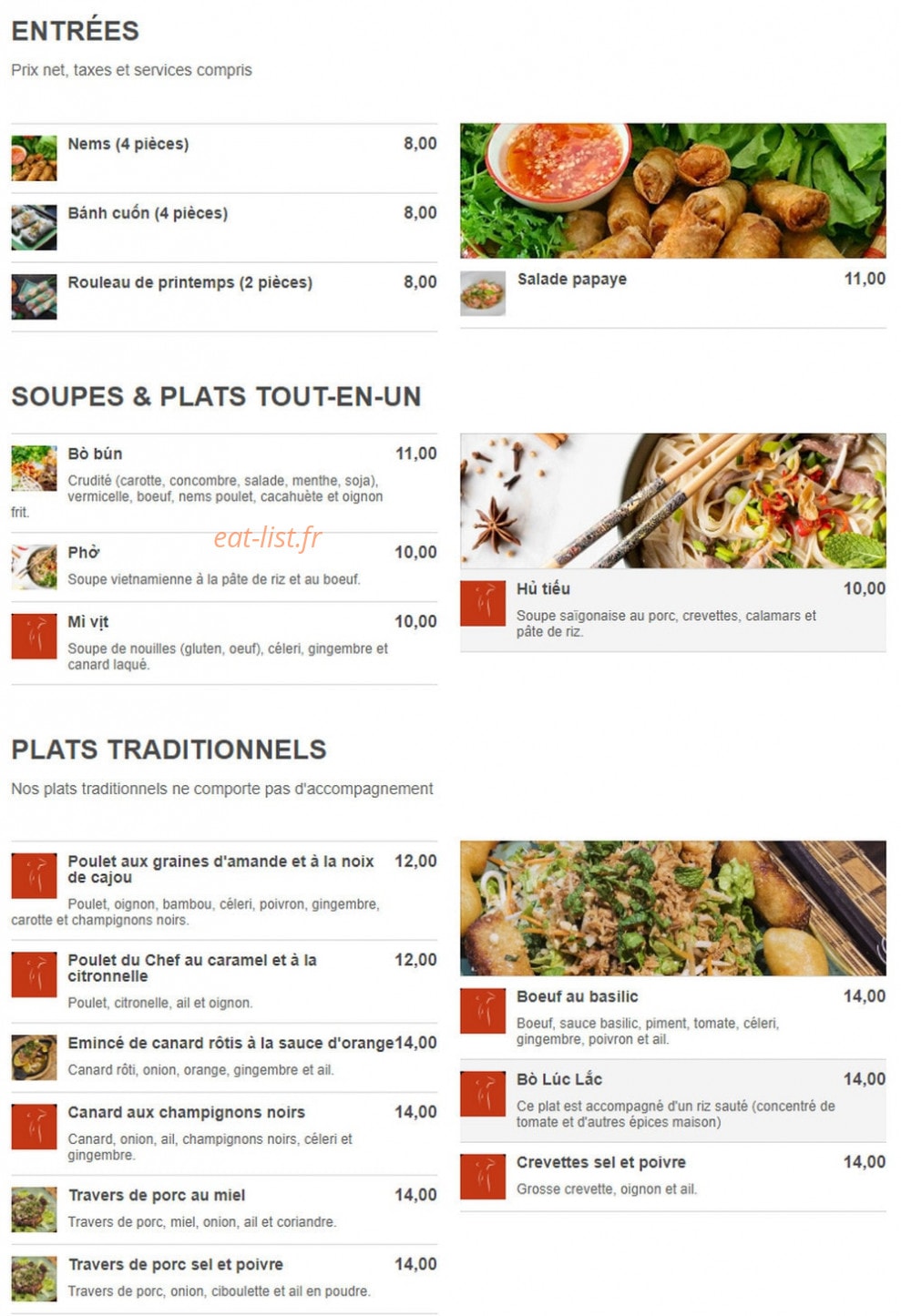 Mouffetard Saigon's — carte page 1