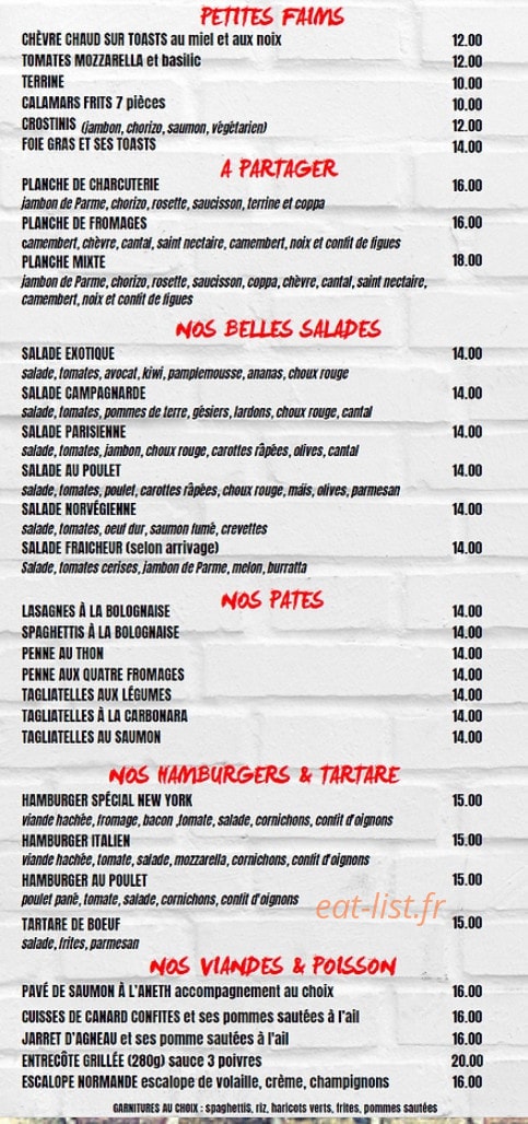 New York Café — carte page 1