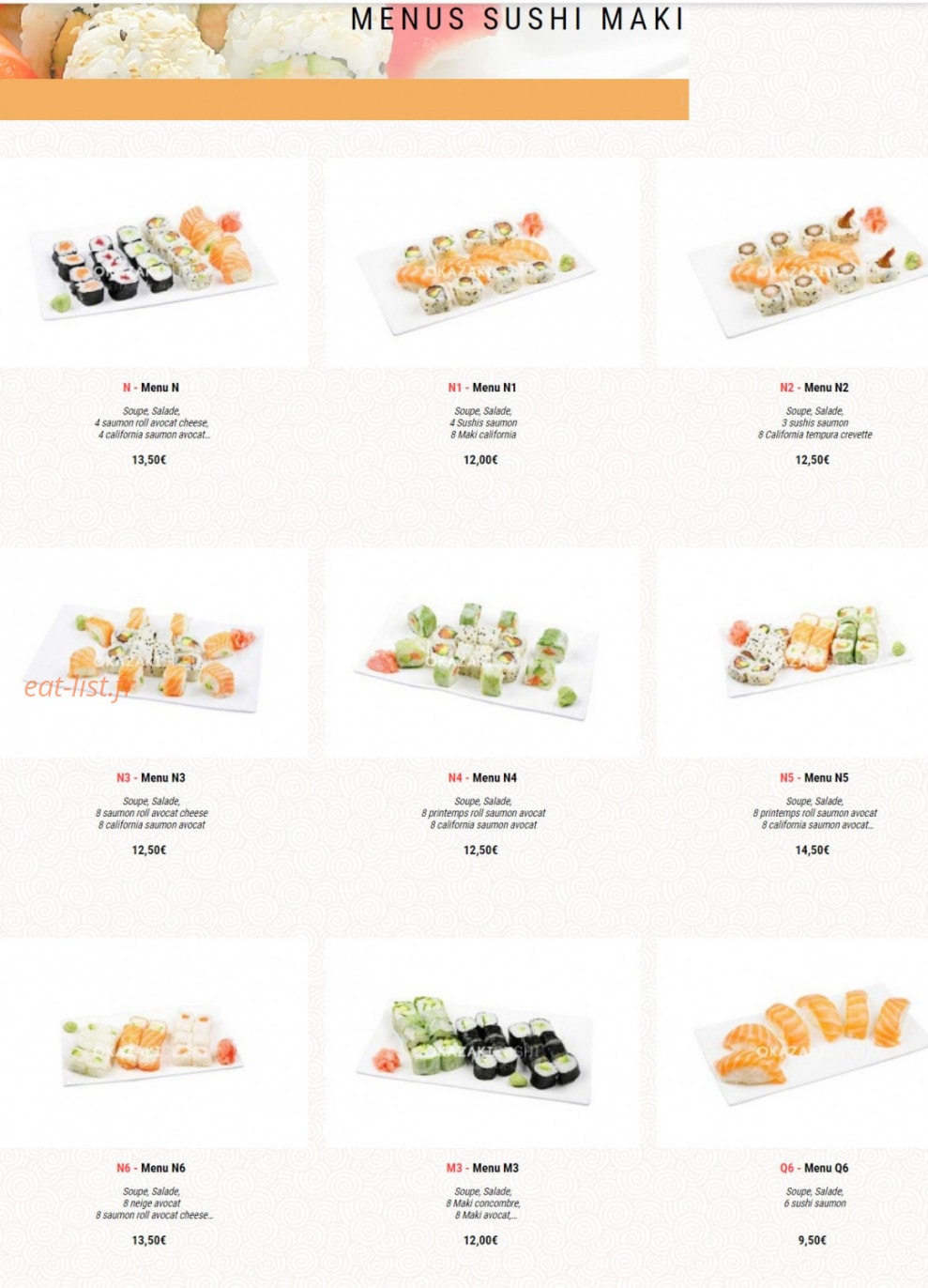 Okazaki Sushi — carte page 12