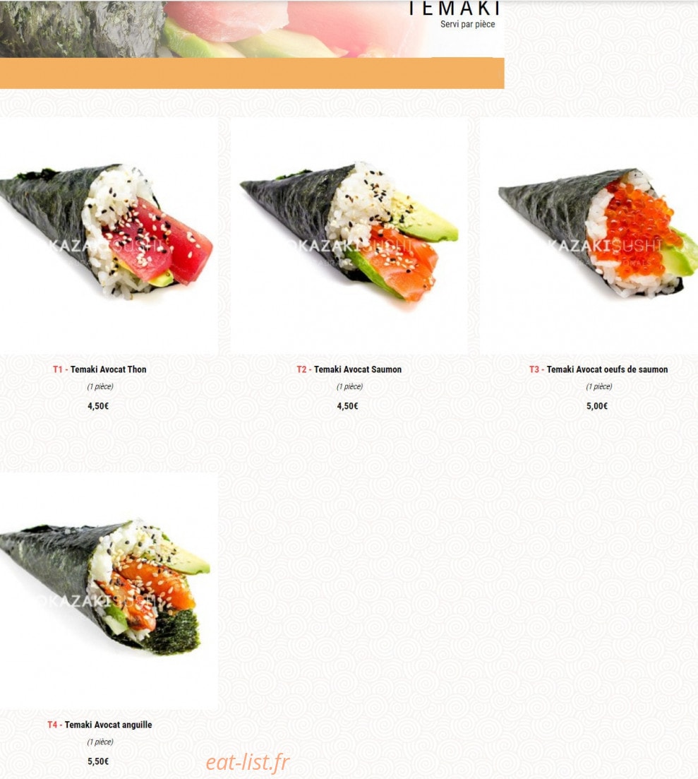 Okazaki Sushi — carte page 3