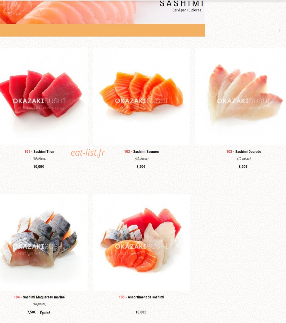 Okazaki Sushi — carte page 5