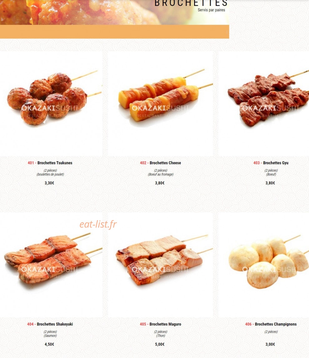 Okazaki Sushi — carte page 6