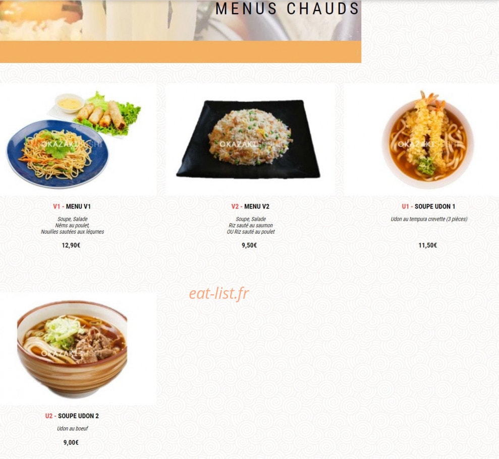 Okazaki Sushi — carte page 8