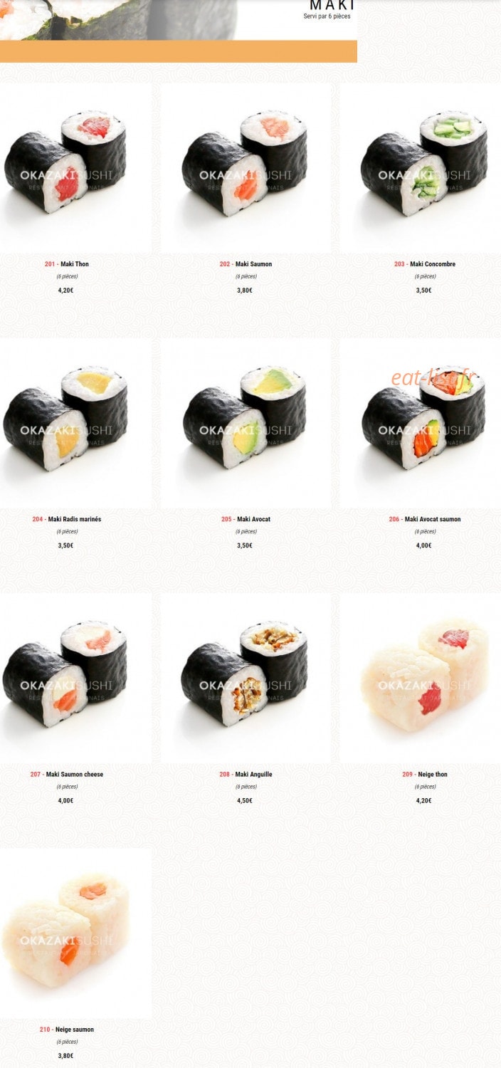 Okazaki Sushi — carte page 2