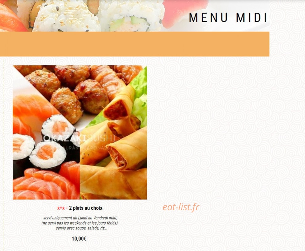Okazaki Sushi — carte page 7