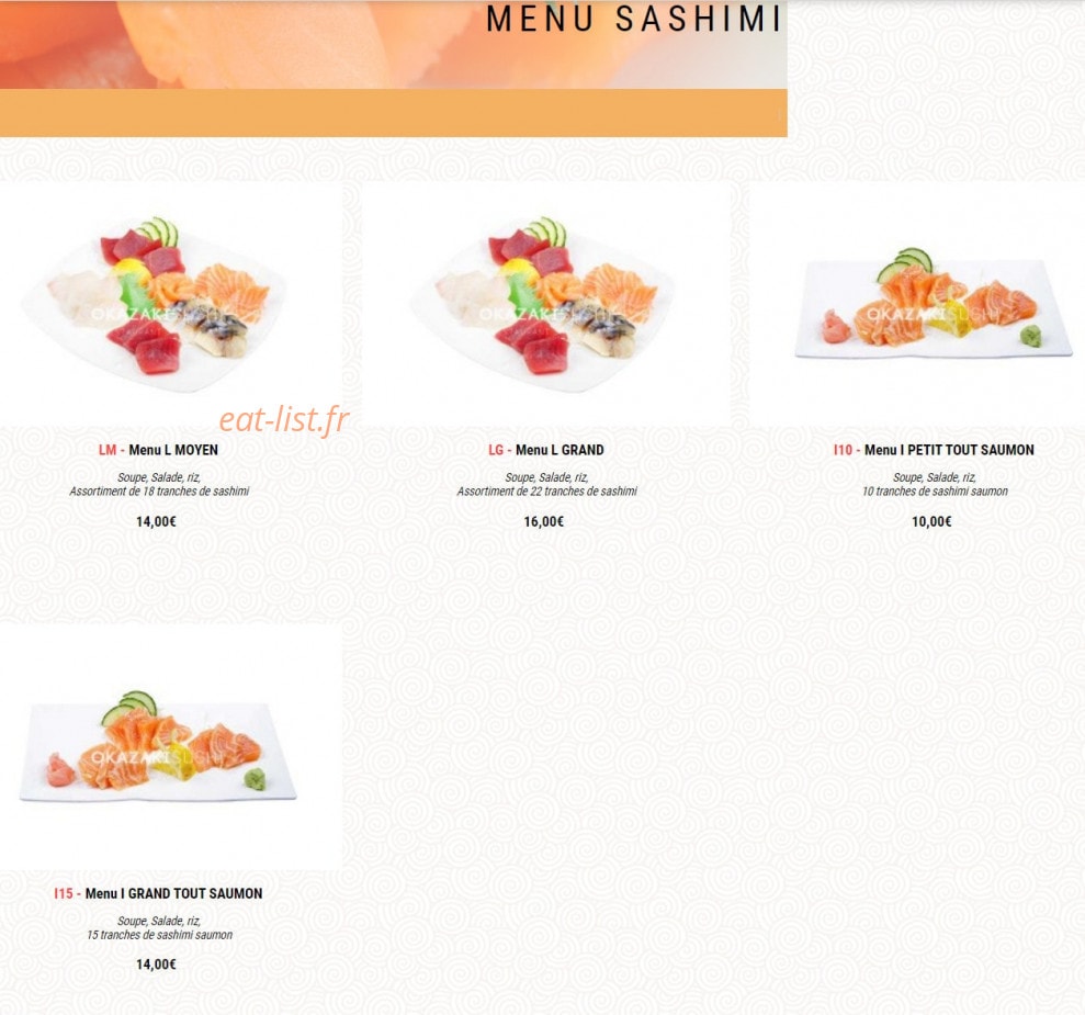 Okazaki Sushi — carte page 14