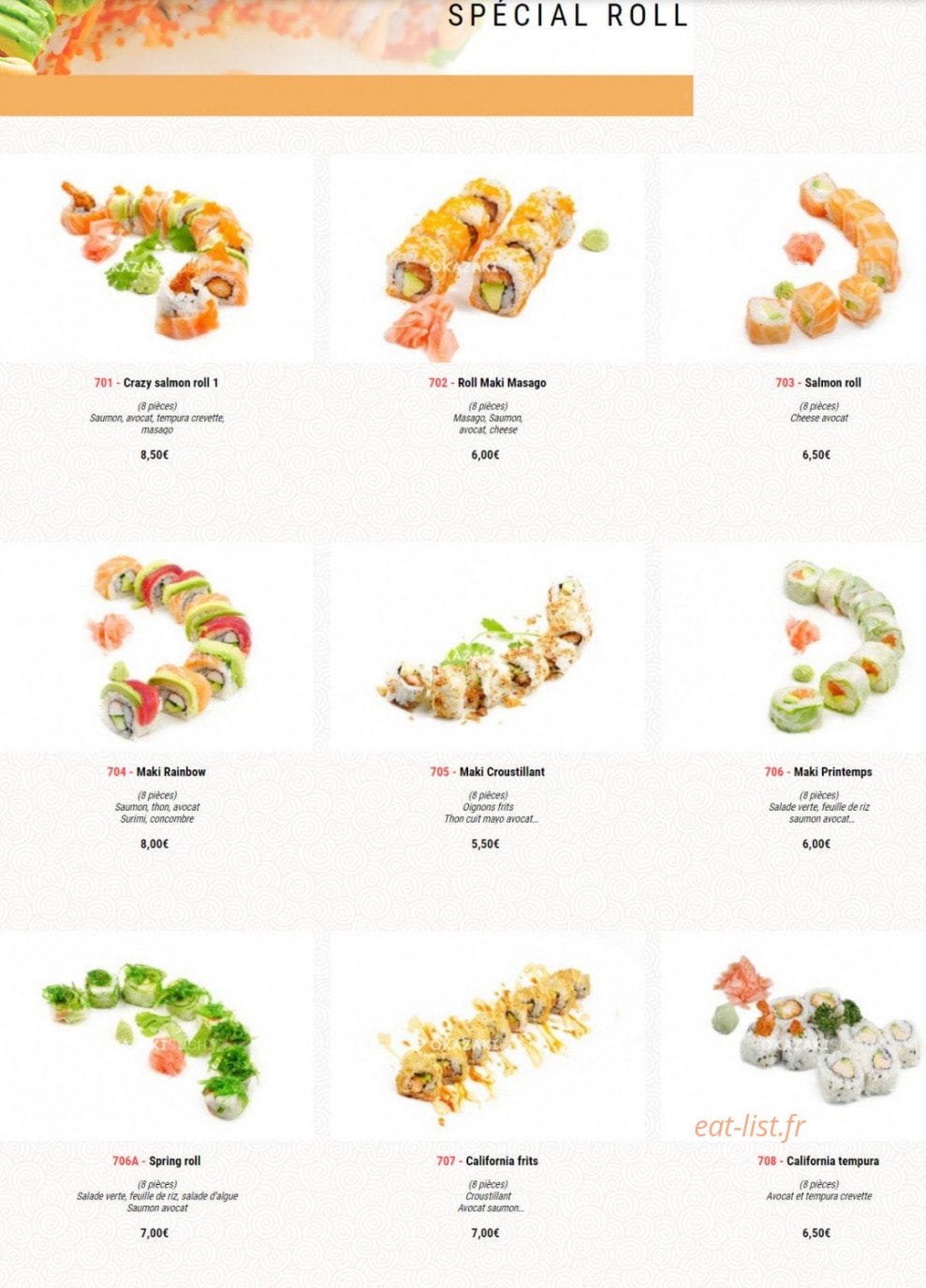 Okazaki Sushi — carte page 20