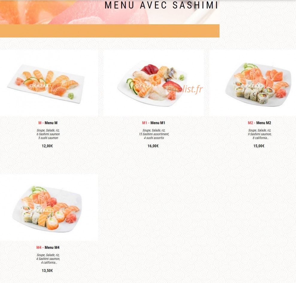 Okazaki Sushi — carte page 16