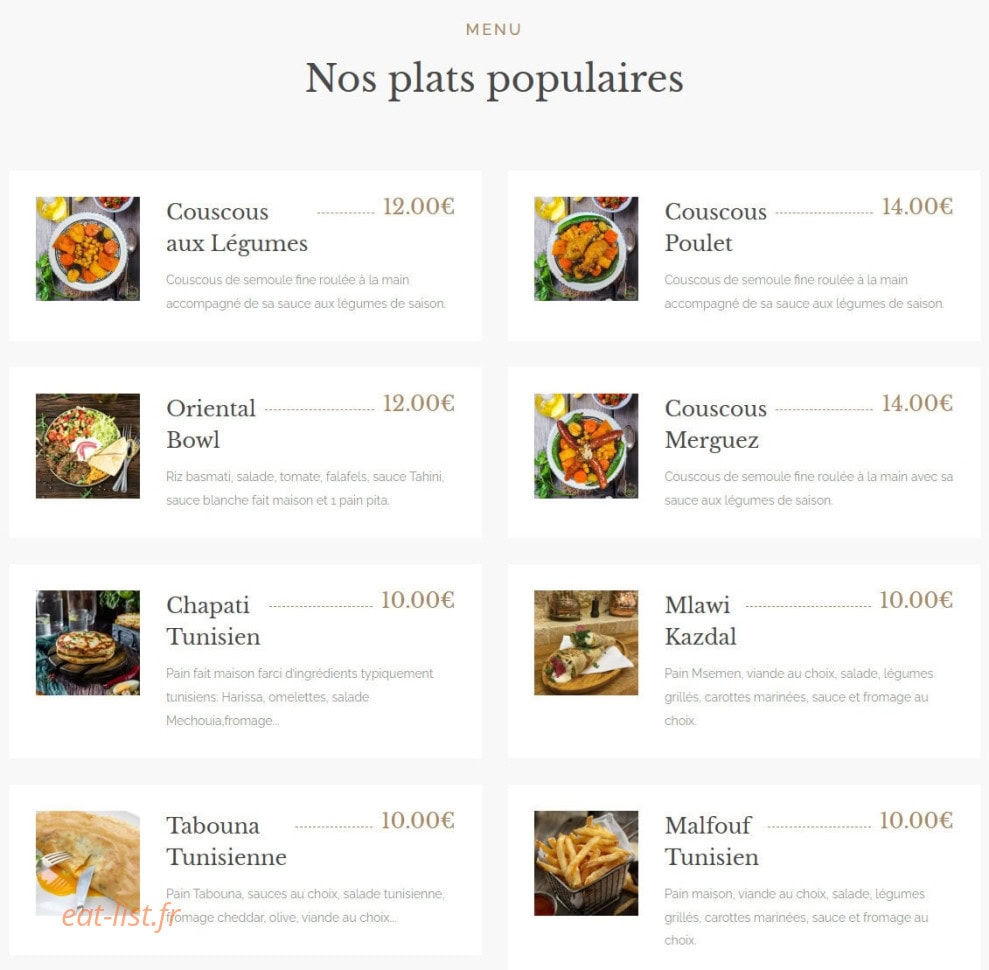 Oriental Bowl — carte page 4