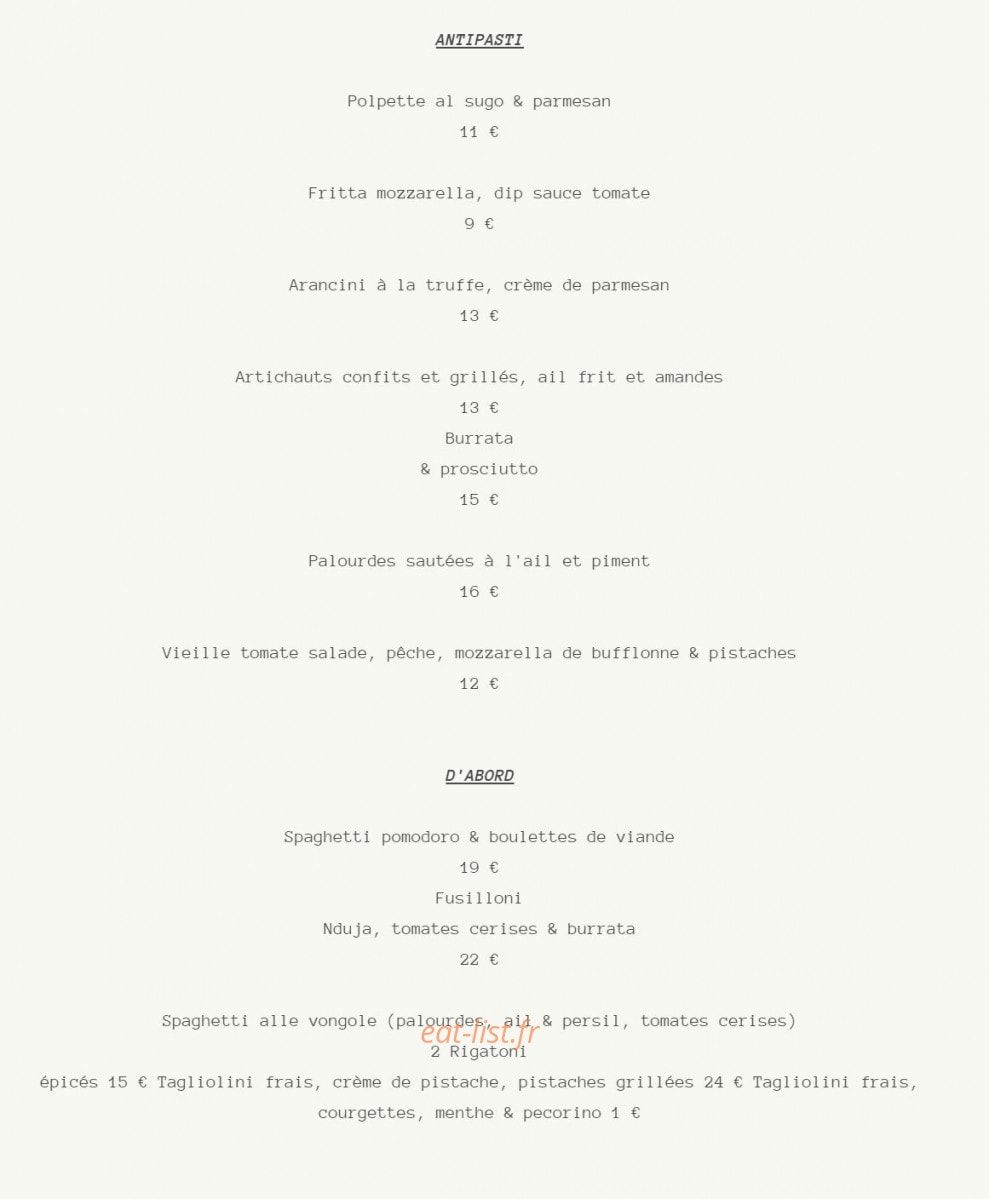 Osteria Brutto — carte page 1
