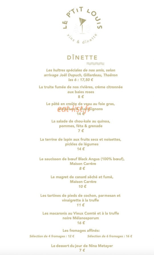 P'tit Louis — carte page 1