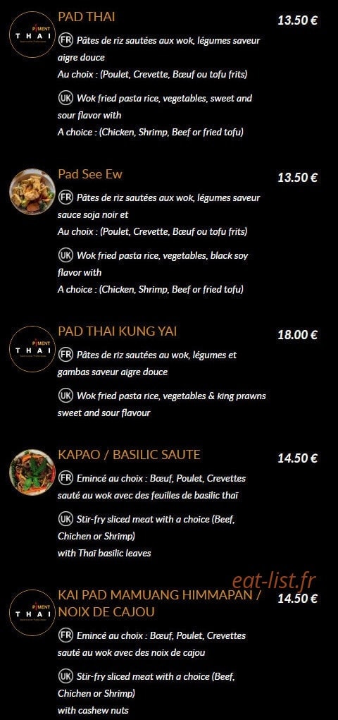 Piment Thaï 21 — carte page 6
