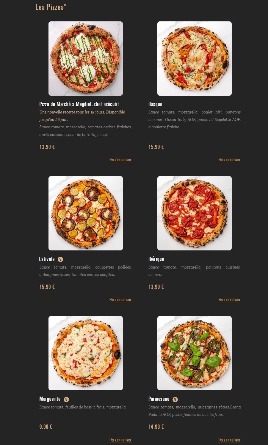 Pizza Cosy — carte page 1